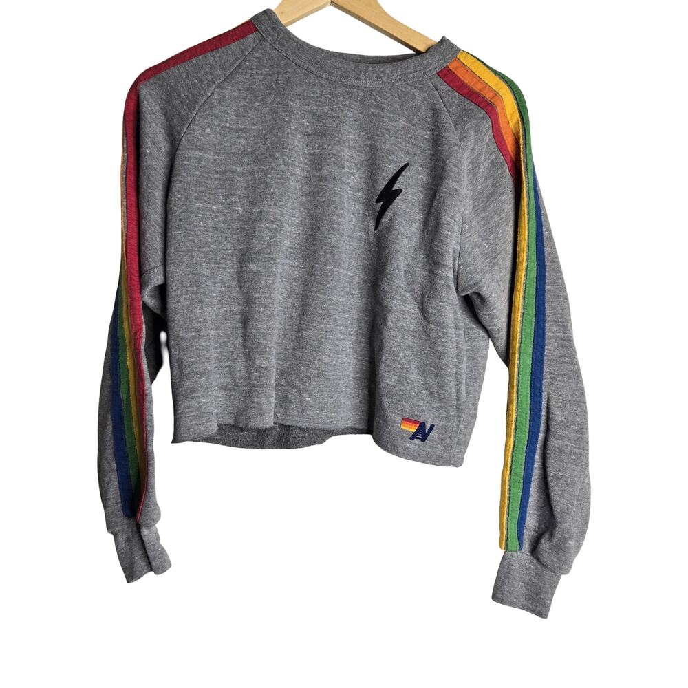 Aviator Nation Bolt Classic Cropped Crewneck Sweatshirt Size: S